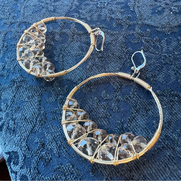 Rory Ashton beaded hoop earrings boutique brand latch closure earrings - Picture 3 of 11